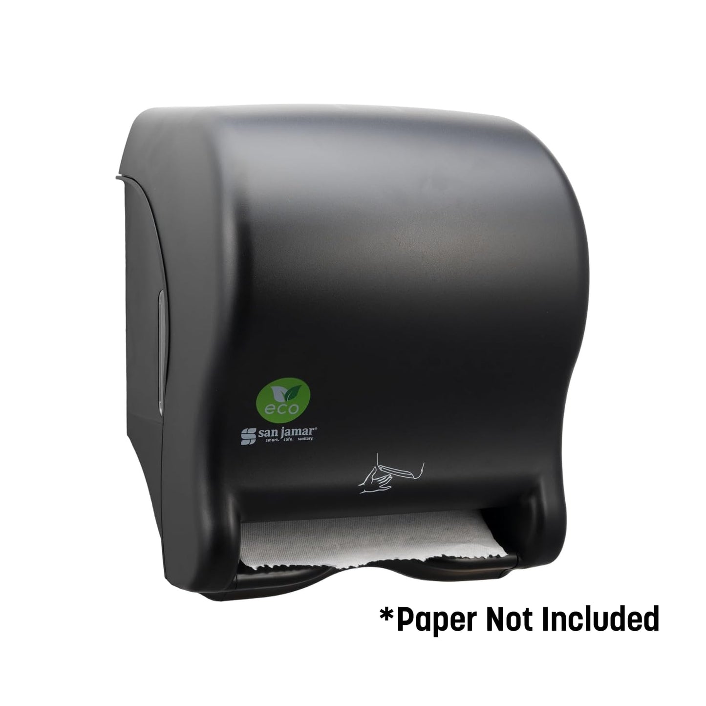 San Jamar Ecologic Smart Essence Recycled Plastic Electronic Paper Towel Dispenser, Universal Roll Capacity, Wall Mounted Dispenser with Zero Waste for Home and Business Universal, Black