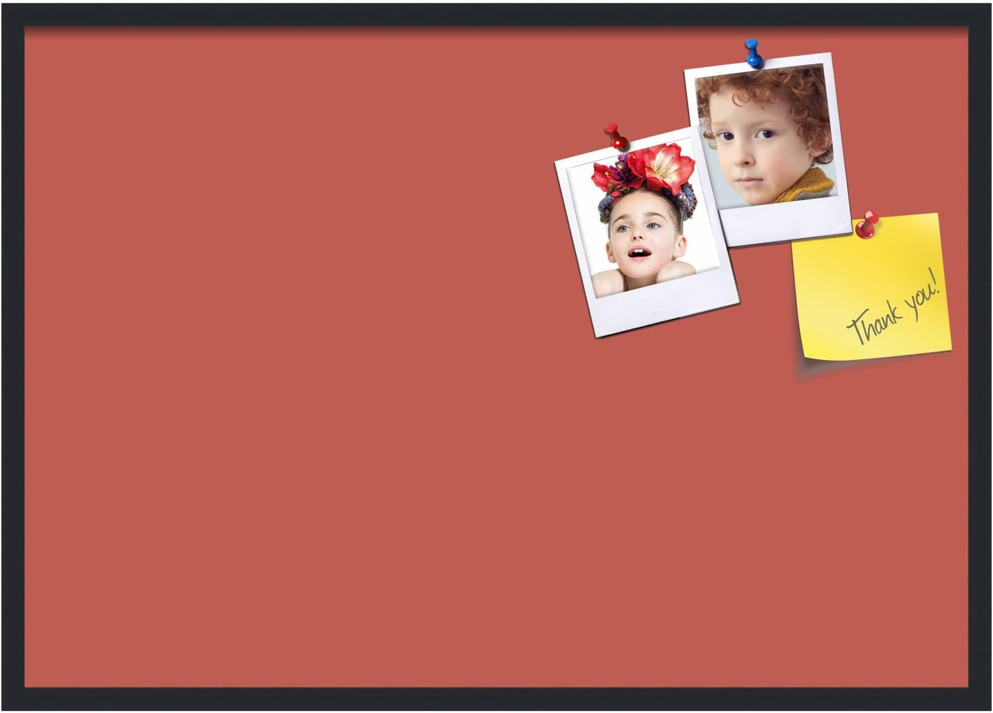 PinPix 40x28 Inch Cork Bulletin Board. This Decorative Framed Pin Board Comes with Crimson Pastel Design and a Satin Black Frame. Ideal for Home Office Decor or Message Board (PinPix-1807)