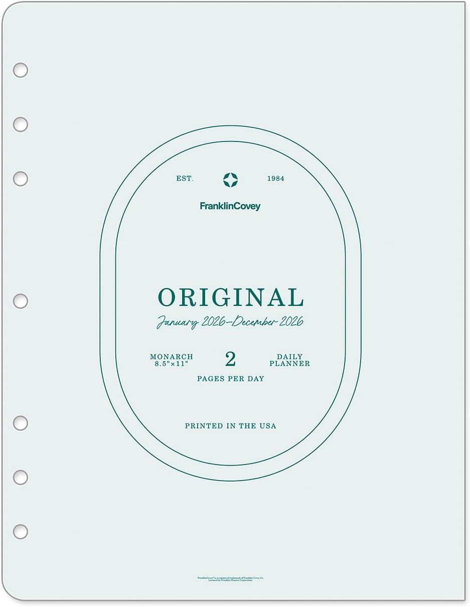 FranklinCovey - Original Two Page Per Day Ring-Bound Planner (Jan 2026 - Dec 2026, Monarch)