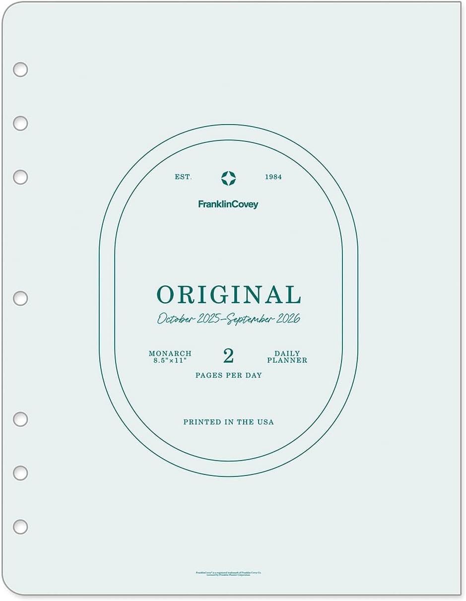 FranklinCovey - Original Two Page Per Day Ring-Bound Planner (Monarch, Oct 2025 - Sep 2026)