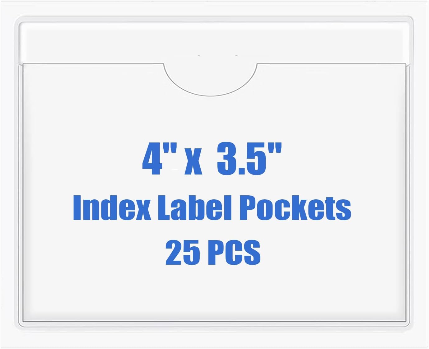 Origin-Joy 25 PCS Self-Adhesive Index Label Pockets, Clear Plastic Peel & Stick Card Holders with Top Open for Loading (4 x 3.5 inch)