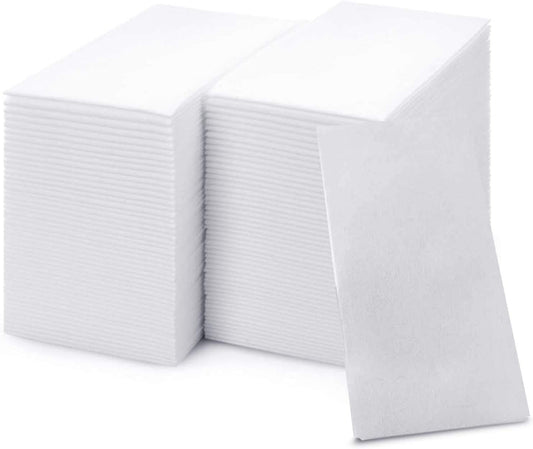 100 Paper Towels Cloth-Like Hand Tissue Paper Napkins, Disposable Hand Towels for Bathroom Guests, Disposable Face Towel for Guest, Washcloths or Dinner Napkin, Made in USA, White