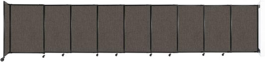 Wall-Mounted Sliding StraightWall Room Divider | Adjustable Widths | Locking Wheels | Room Separator | Up to 19'9" Wide x 4' Tall Mocha Fabric Panels