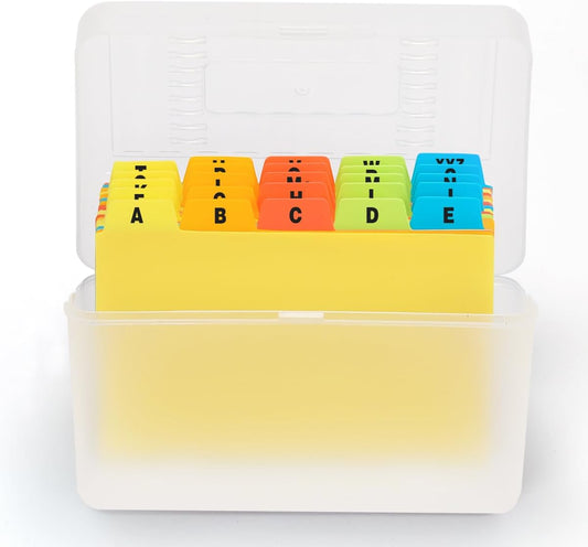 H4D Index Card Holder 3x5 Inches with 25 Plastic Dividers, Clear