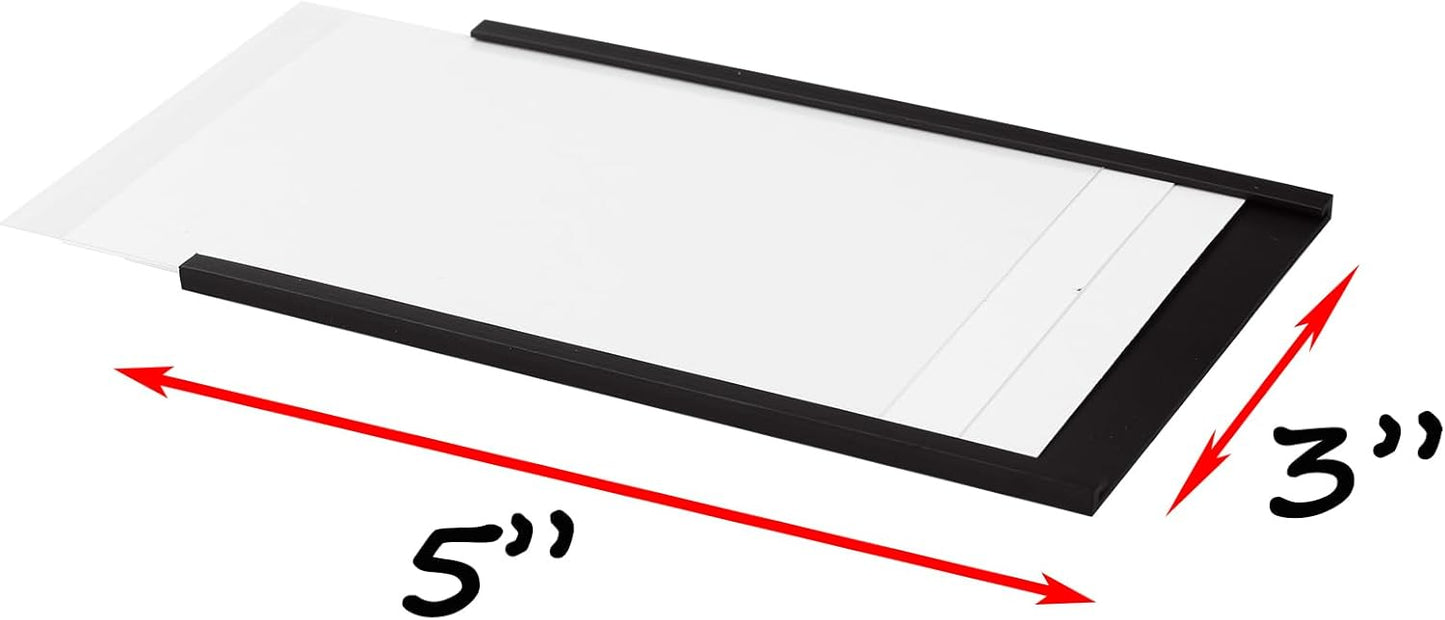 Realth C Channel Magnetic Label Holders 30 Pack 3'' x 5'' with Paper Inserts and Clear Plastic Protectors, Magnetic Data Card Holders File Cabinet Labels for Metal Racks and Shelves