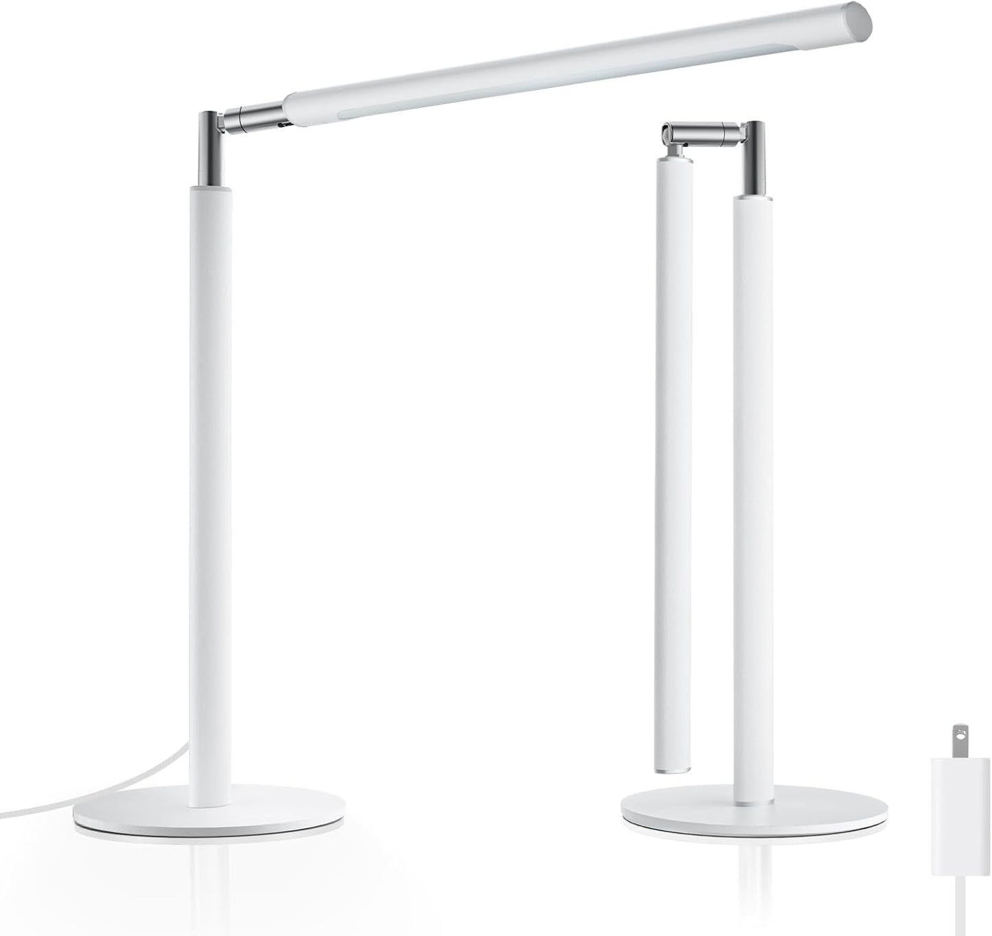 White LED Desk Lamp - Foldable Industrial Desk Light for Home Office, 15W Dimmable Table Lamp for Reading with Base, 4 Color Temps, 16" Eye Caring Metal Desktop Task Lamp for College Dorm Study