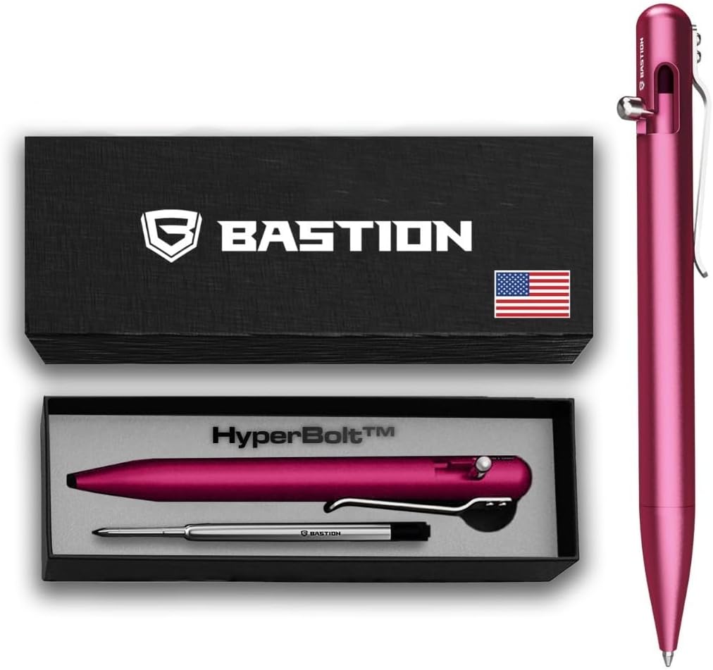 BASTION® Luxury Bolt Action Pen, Durable Professional Ballpoint Pen with Fine Tip, EDC Pen, Ink Refillable Pen for Birthday Gift, Travel Pen for School and Work