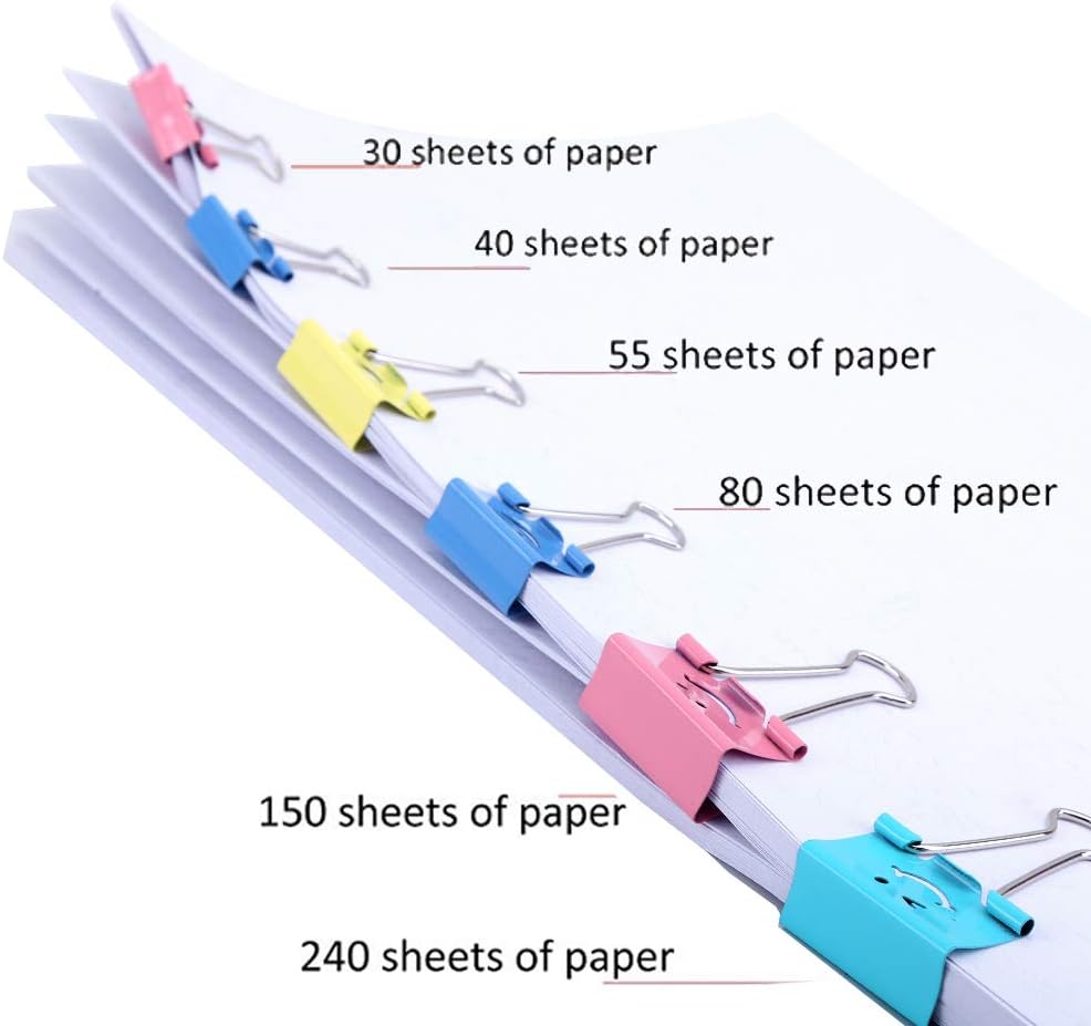 【80pack】 Binder Clips, Limque Paper Clips,Paper Clamps with Colored Cute Hollow Smiling Face,80 Pcs Assorted Size Clip, for Office,Teacher Gifts and Kitchen