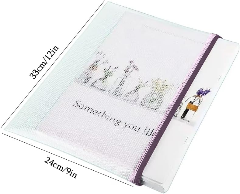 Mesh Zipper Pouch Bag,A4 Zipper Bag for Organizing Storage, Waterproof Zipper Pouch, 9" x 12"/24cm x 33cm, File Bag for School and Office Supplies (Pink)