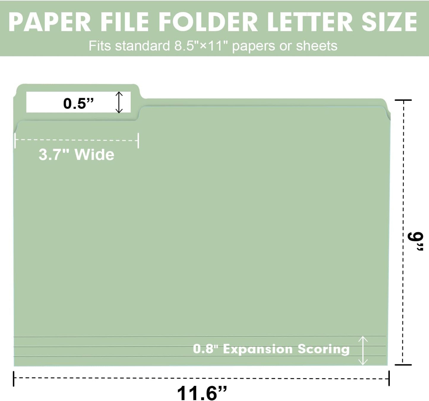 File Folder, RAZCC 150 Pack Colored File Folders, 1/3 Cut Tab File Folder Letter Size, Filing Folders with Tabs for Office School Business Use, Assorted 10 Colors