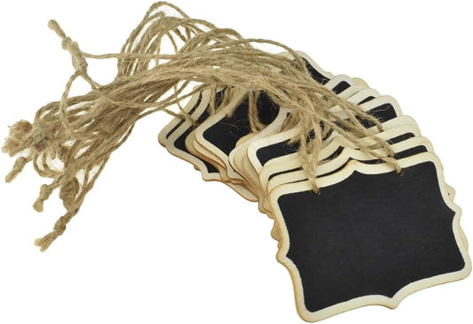 Hahiyo 3.15 x 2.36 Inch Double Sided Chalkboards with Hanging String Help Marking Easy Writing Quick Attach Wood Double-Sided Rectangle Blackboard 15 PCS for Message Signs Food Labels Wedding Party