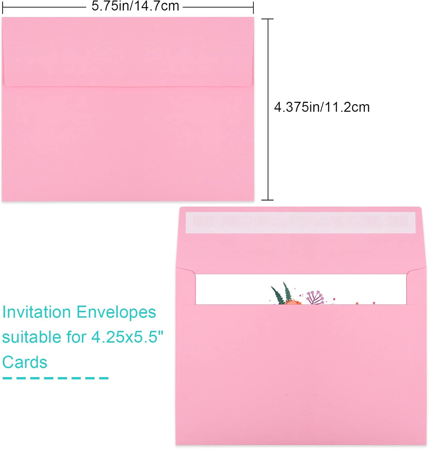 70 Packs of Invitation Envelopes, A2 Envelopes Pink, Postcard Envelopes, Envelopes for 4.5x5.5 Cards, Envelopes for Invitations, Envelopes Self Seal for Photos RSVP, Greeting Cards