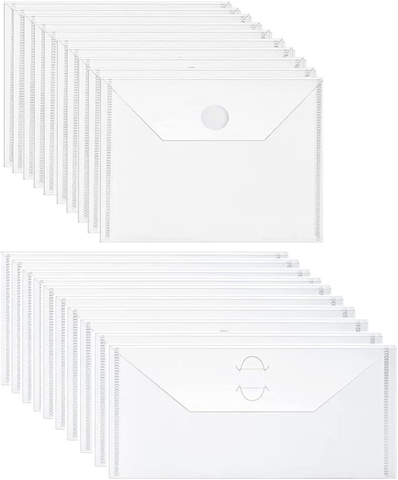 Large Die and Stamp Storage Envelope Bags 10 Pieces 7x5inch and 10 Pieces 9.4x3.9inch Resealable Clear Plastic Seal Bags Storage Case for Cutting Dies Stencil Album Stamp Crafts for DIY Scrapbooking