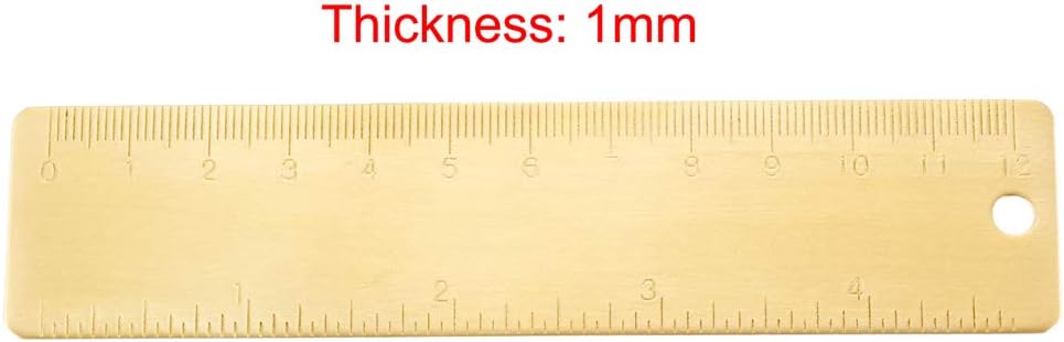 uxcell Straight Brass Ruler 120mm 4 Inches Metric Measurement Tool Drawing Measuring Ruler 1mm Thickness