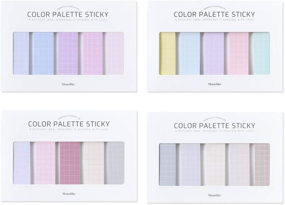Monolike Color Palette Sticky Grid 500 B Set 4p - Self-Adhesive Memo Pad 30 Sheets