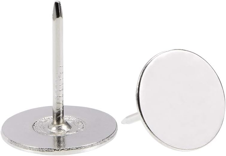 uxcell Upholstery Nails Tacks 19mmx23mm Flat Head Furniture Nails Silver Tone for Furniture Sofa Headboards, 100 Pcs