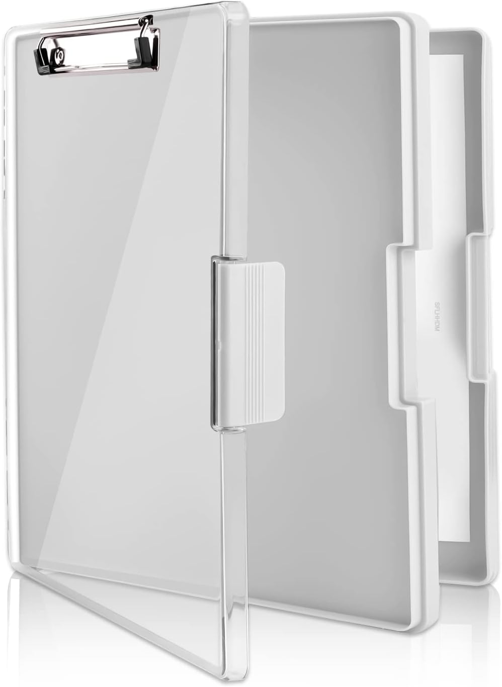 Clipboard with Storage,Heavy Duty Clip Boards 8.5x11 with 2 Storage Case,Clear Visible Top Panel Storage Clipboards,Side Opening Clip Boards,Nursing Clipboard Folder Case for Office Supplies-Lvory