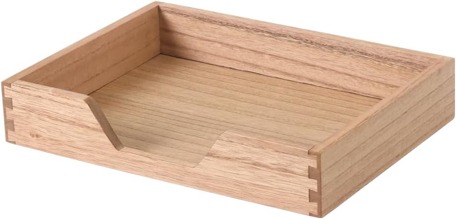 Wood Letter-Size Tray for Office Desktop Organizer - Wooden Front-Load Documents Tray for Mail, Paper, File, Magazine, Pen,Notebook Storage Paper Holder Trays Light(DGTU-LT)
