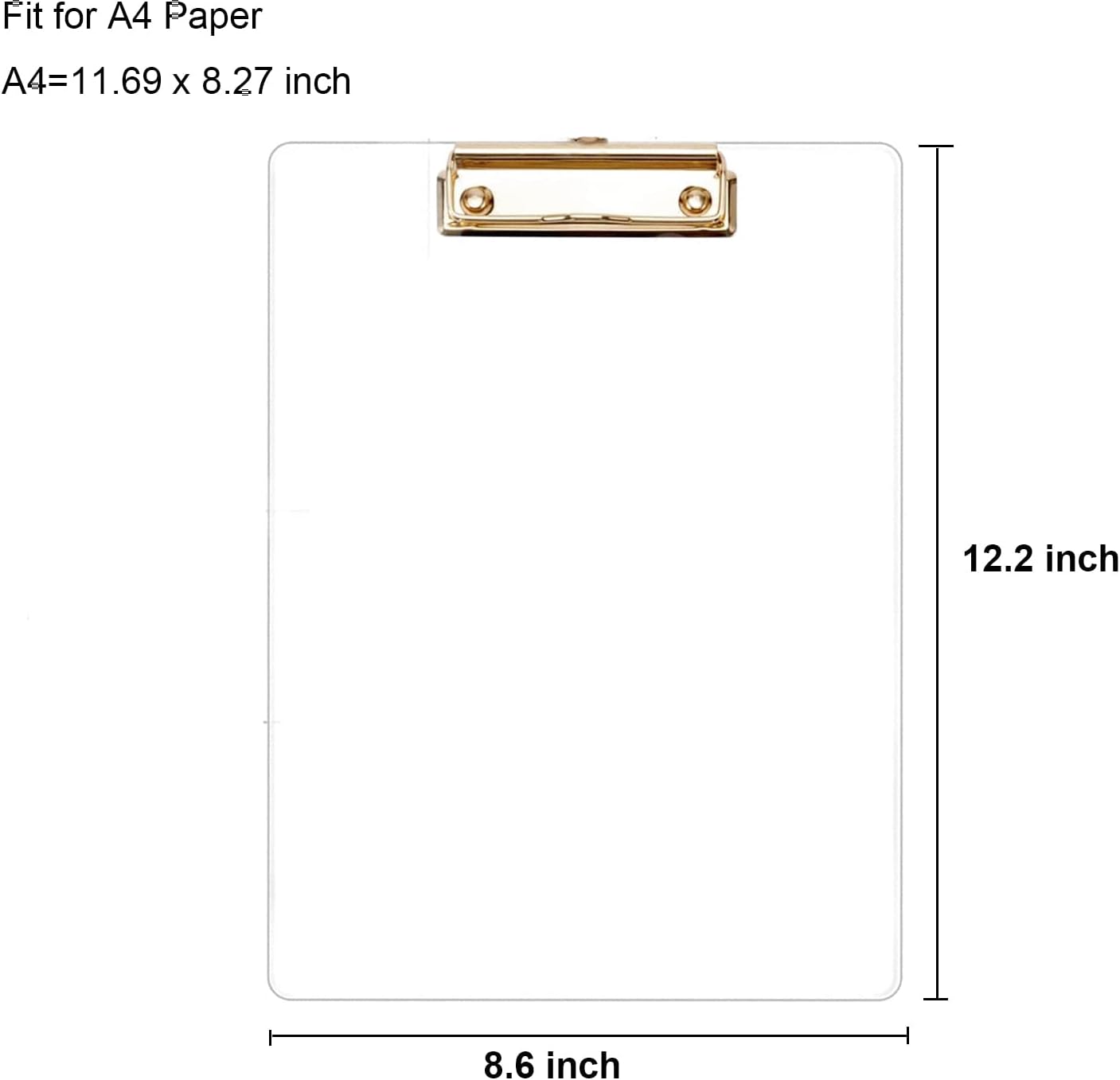 Thick Acrylic Clear Clipboards with Rose Gold Clip 3-Pack, Durable Stylish Clipboards with Low Profile Clip (Rose Gold A4-Lucency)