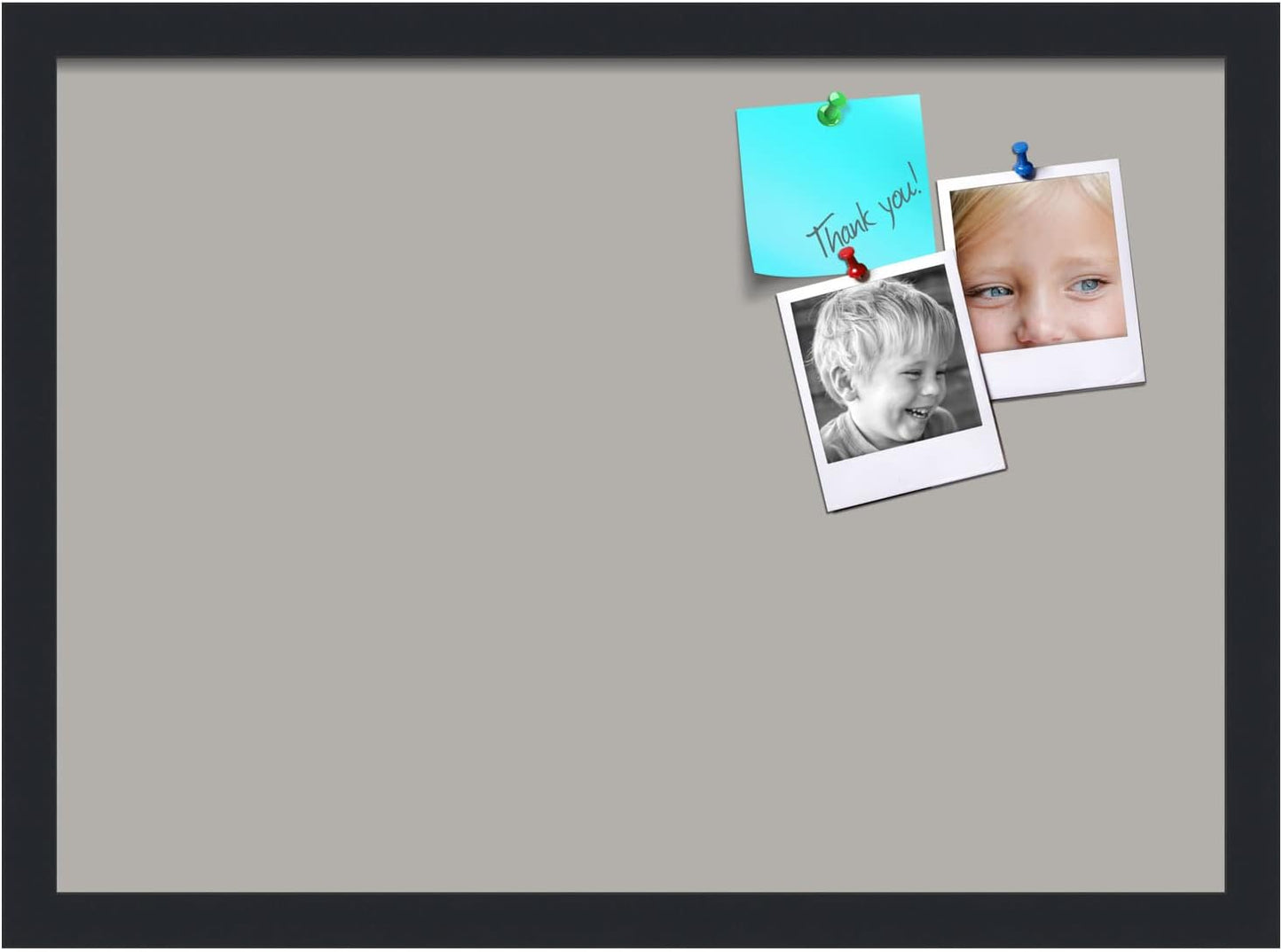 PinPix 21x15 Inch Cork Bulletin Board. This Decorative Framed Pin Board Comes with Dark Stone Design and a Satin Black Frame. Ideal for Home Office Decor or Message Board (PinPix-1808)