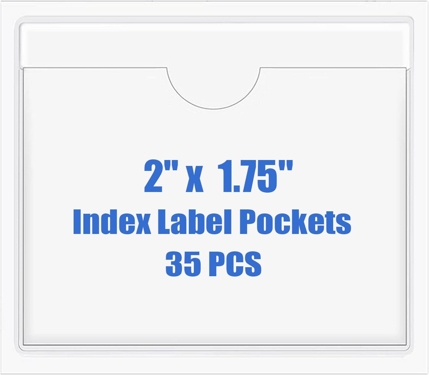 Origin-Joy 35 PCS Self Adhesive Index Card Pockets with Top Open, Clear Plastic Label Holder for Cards of Note, Library and Business, Adhesive Label Pockets & Card Holder (2 x 1.75 inch)