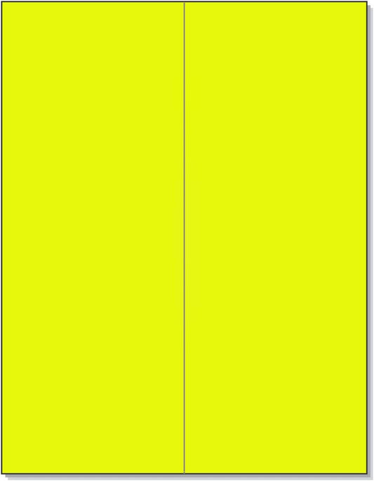 NextDayLabels - 8-1/2 x 11 Neon Color High Light Fluorescent Labels for Laser & Inkjet Printer (Yellow Fluorescent, 4-1/4" x 11" - 2 Per Page | 50 Labels)