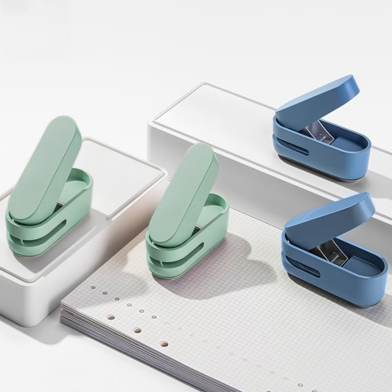 Magnoloran 2 Pack Single Hole Punch, 1/4 inch Mini Small Hole Puncher Heavy Duty Paper Hole Puncher Small Hole Punch One Hole Puncher for Crafts Paper Cards Tags Scrapbook-Blue&Green