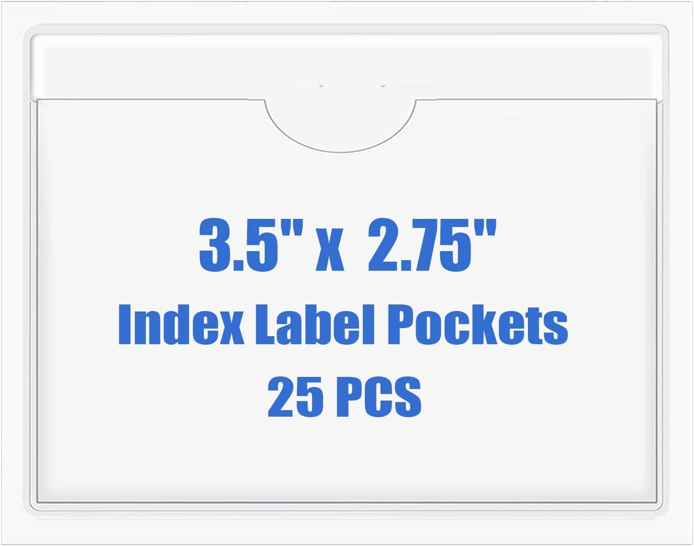 Origin-Joy 25 PCS Self-Adhesive Index Label Pockets, Clear Plastic Peel & Stick Card Holders with Top Open for Loading (3.5 x 2.75 inch)