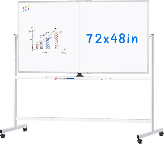 maxtek Rolling Whiteboard, 72x48 Large Double-Sided White Board Dry Erase on Wheels, Giant Magnetic White Board Standing for Office, School, Home Office, Homeschool(72 x 48)
