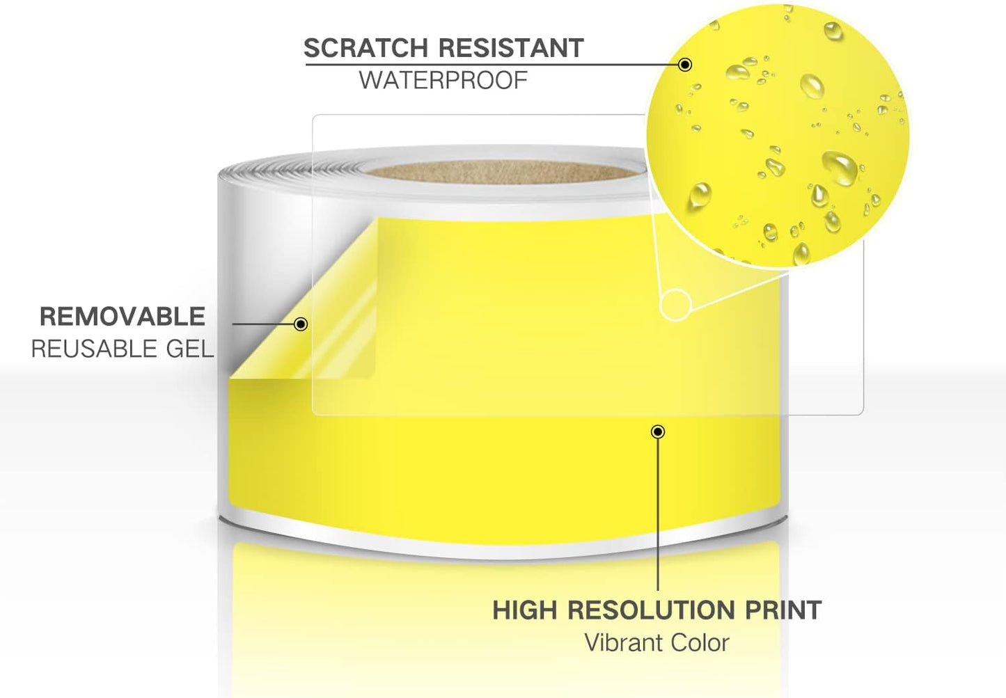 Rectangle Labels Sticker 3×5 Inch Vinyl Floor Stickers Color Coding Name Tags Roll Removable 200 PCS, Fluorescent Yellow