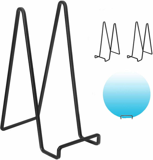 Decolore 4 Pack 10 Inch Large Display Stands Square Plate Holder Display Stand Black Frame Stand Tabletop Easel Stand for Picture, Decorative Plate, Photo Easel and Artistic Work