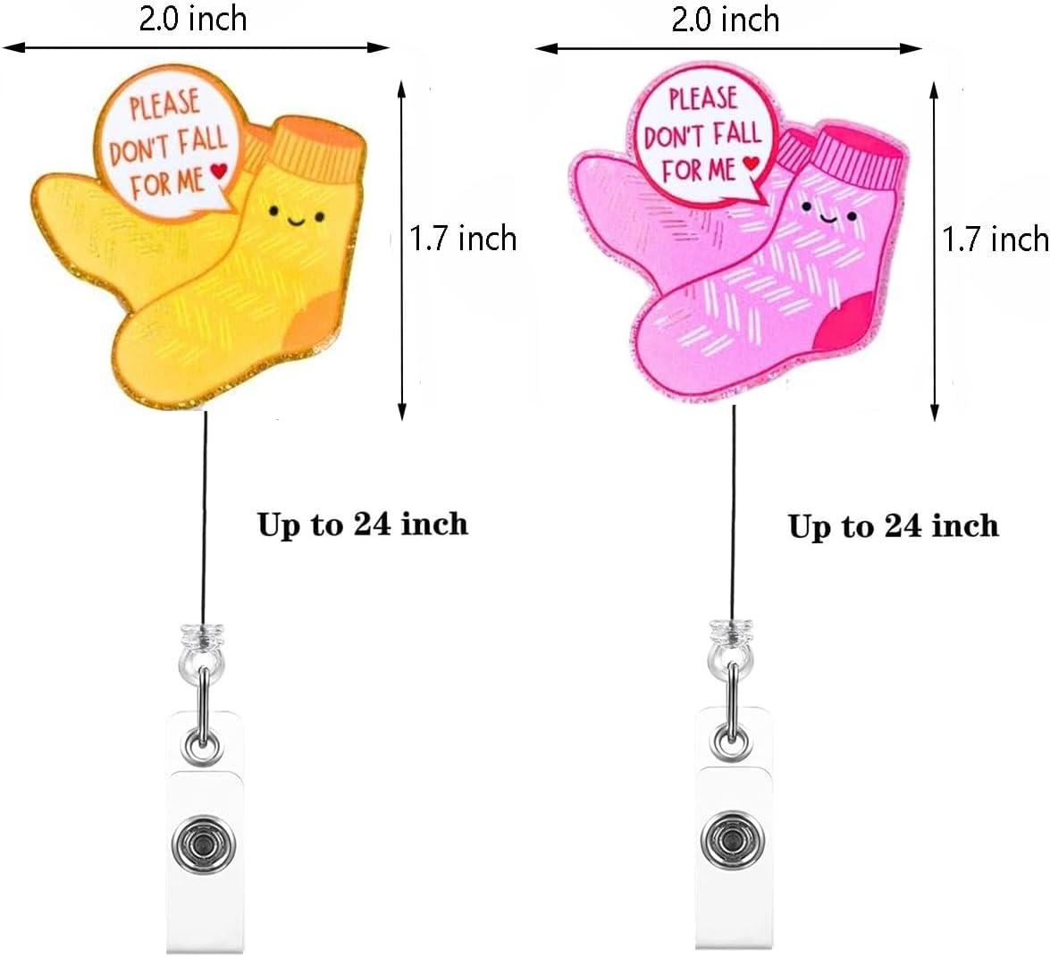 2Pcs Don’t Fall for Me Badge Reel with ID Clip Holder Retractable for Nurse Nursing Name Tag Card Cute Funny Cow Accessories with Alligator Medical Assistant MA CNA RN ER Office Student Work Hospital