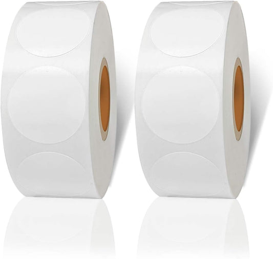 STARLIBOO White Dot Stickers, 1 inch Blank Circle Stickers, 1000Pcs White Round Price Sticker, Writable for Office, Garage Sale,Yard Sale (2Rolls)