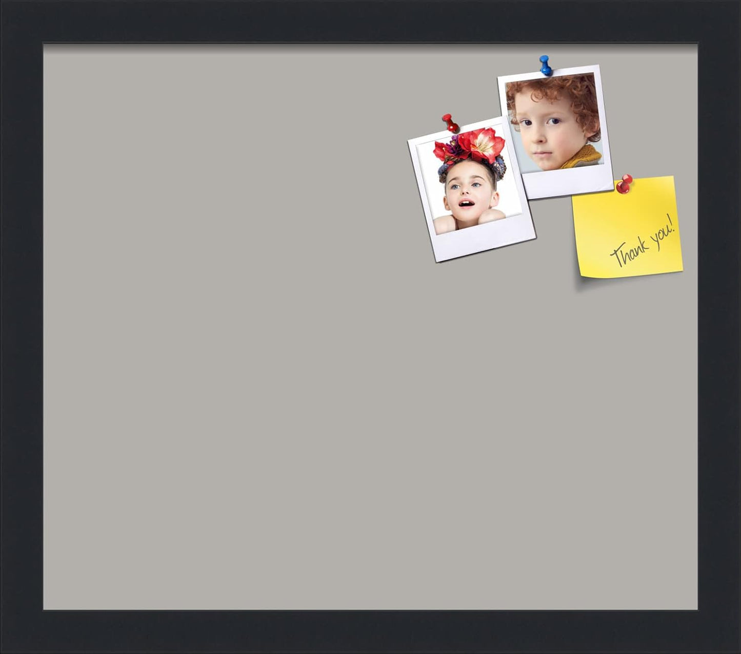 PinPix 15x13 Inch Cork Bulletin Board. This Decorative Framed Pin Board Comes with Dark Stone Design and a Satin Black Frame. Ideal for Home Office Decor or Message Board (PinPix-1808)