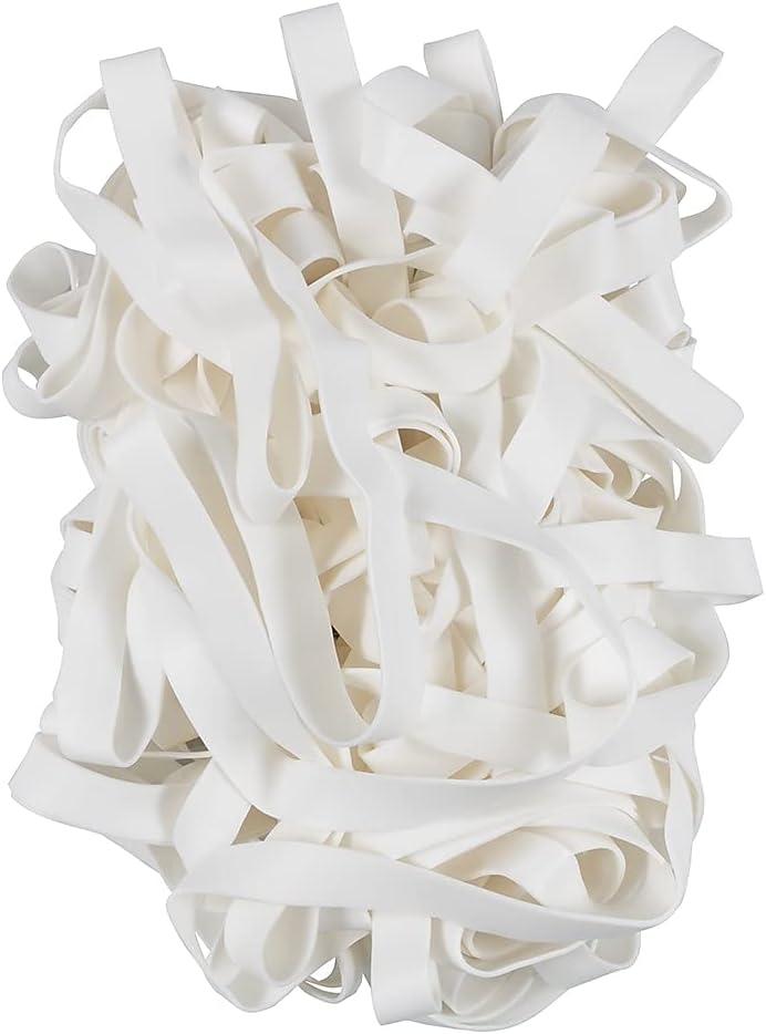 JAM PAPER Durable Rubber Bands - Size 107 - White Multi-Purpose Rubberbands - 50/Pack