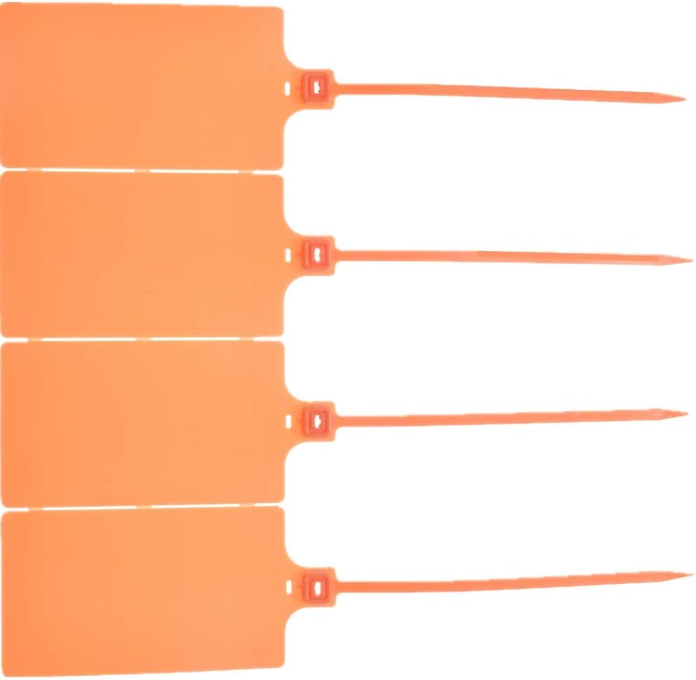 Plastic Seals Shipping Tags Logistics Use Big Sign Tie Large Label Tie, 255mm Total Length, Package of 100pcs (Orange)
