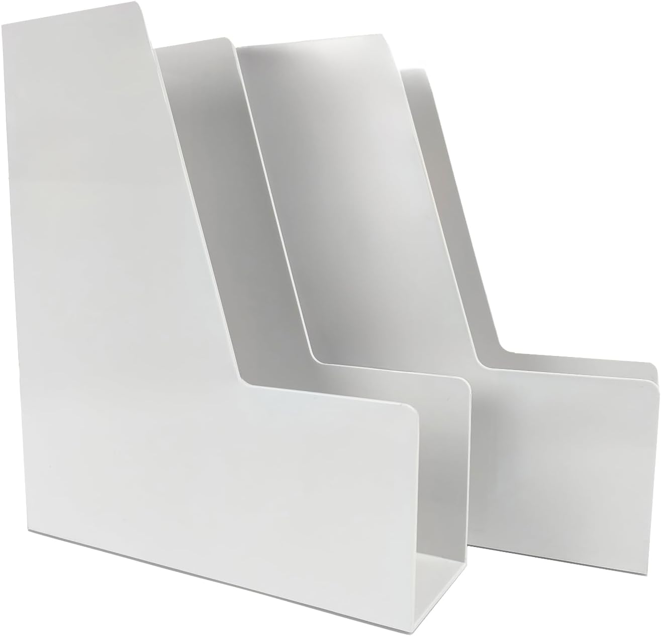 Vertical File Holder, 2 pack Plastic Document Organizer and Magazine Organizer, Multi-purpose Document Organizer for Home Office (White)