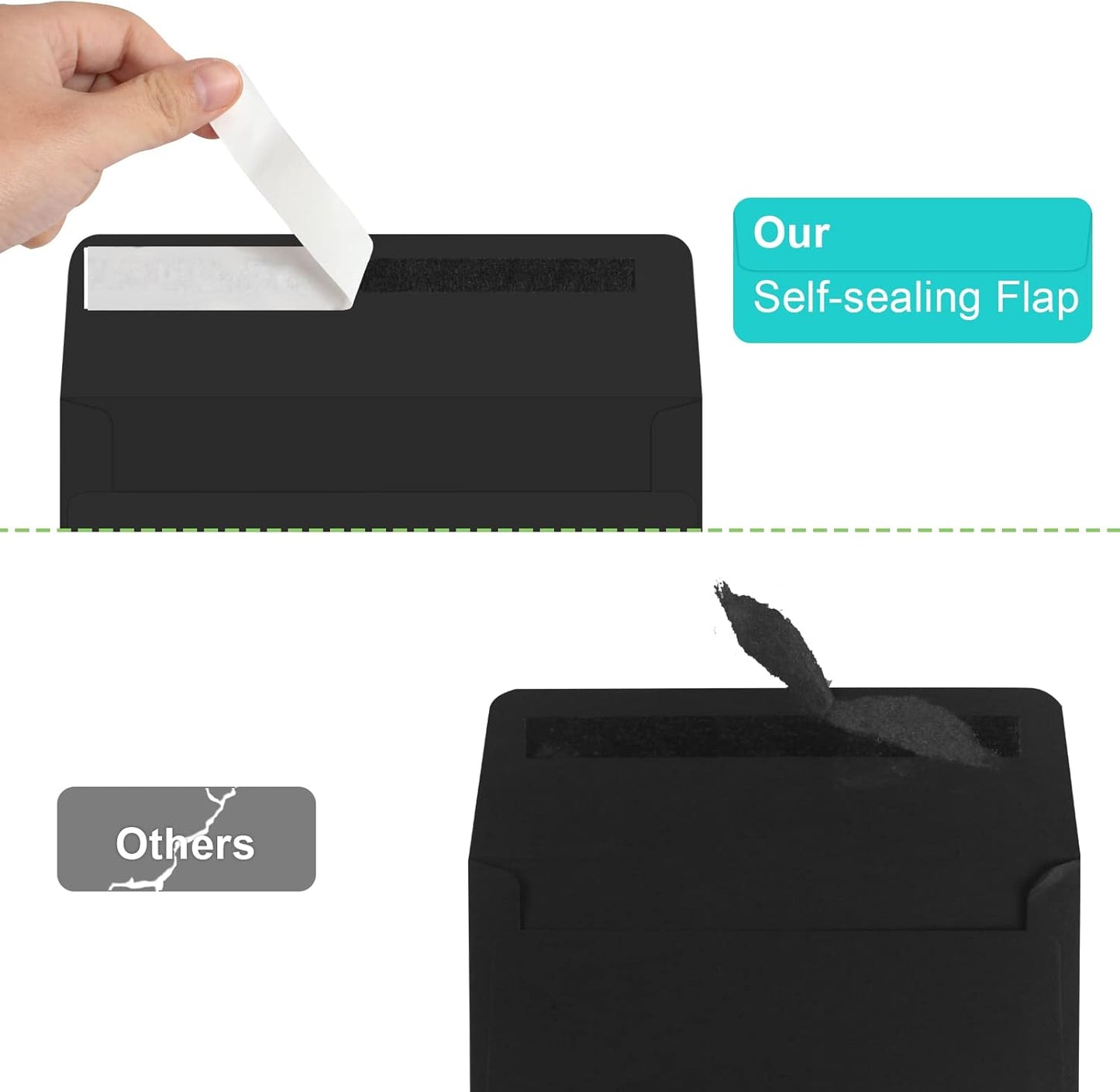 70 Packs A2 Black Envelopes for 4.5x5.5 Cards, Invitations, Photos, RSVP, Greeting Cards - Self-Seal Postcard Envelopes