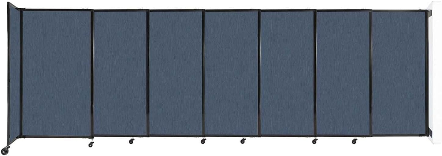 Wall-Mounted Sliding StraightWall Room Divider | Adjustable Widths | Locking Wheels | Room Separator | Up to 15'6" Wide x 5' Tall Ocean Fabric Panels