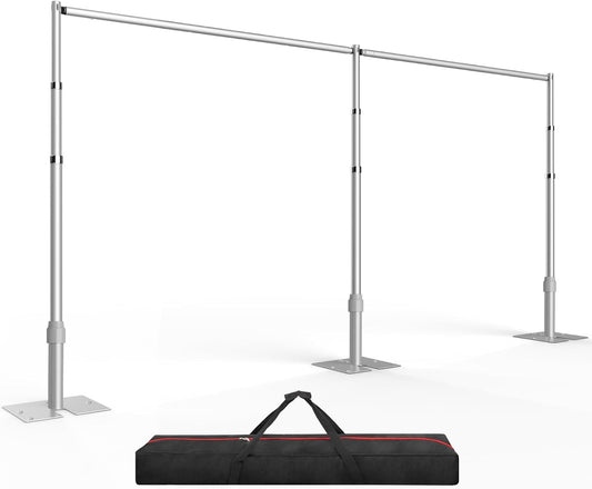 EMART Backdrop Stand Heavy Duty 10ftx20ft, Adjustable Pipe and Drape Photo Background Support Kit, Metal Frame with Flat Base for Wedding Birthday Party Banquet Decorations