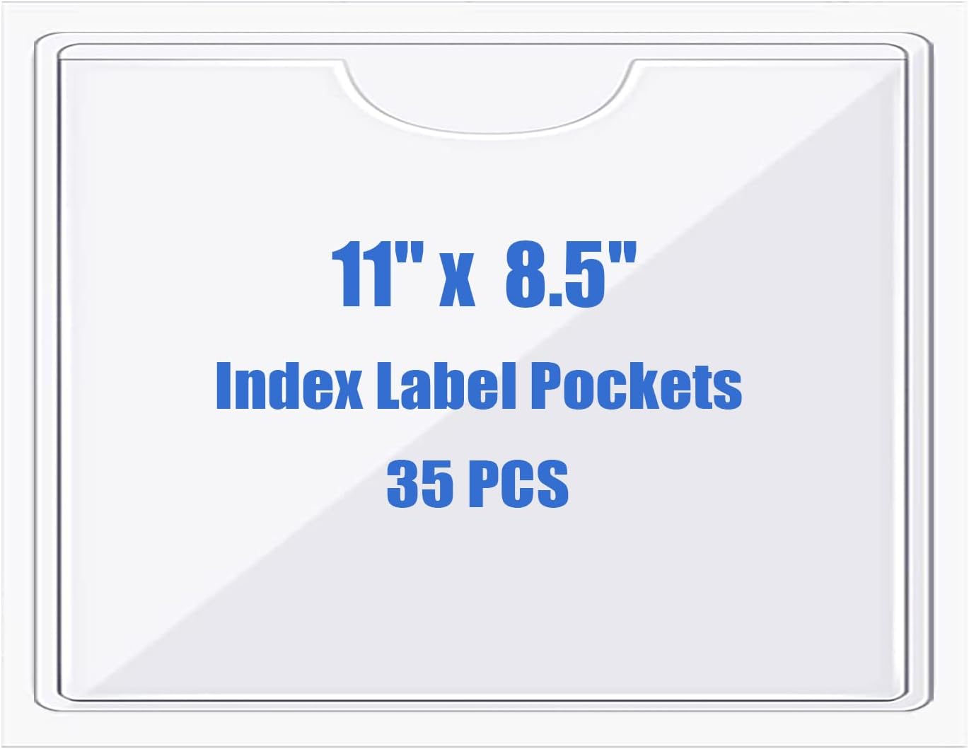 Origin-Joy 35 PCS Self Adhesive Index Card Pockets with Top Open, Clear Plastic Label Holder for Notes, Library and Business, Adhesive Label Pockets & Holder (11 x 8.5 inch)