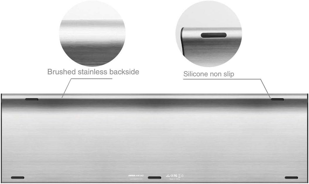 Arteck HB192 Universal Bluetooth Keyboard Multi-Device Stainless Steel Full Size Wireless Keyboard for Windows iOS Android Computer Desktop Laptop Surface Tablet Smartphone Rechargeable Battery