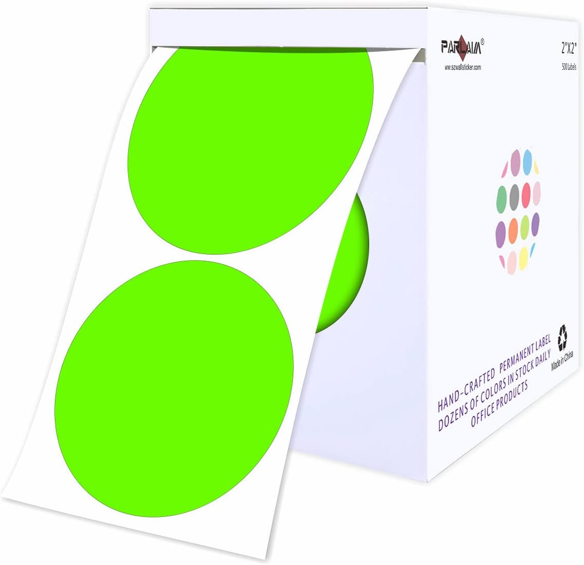 PARLAIM 2 inch Fluorescent Green Color Coding Sticker, 500PCS Round Circle Dot Labels High Visibility for Shooting Target Paster