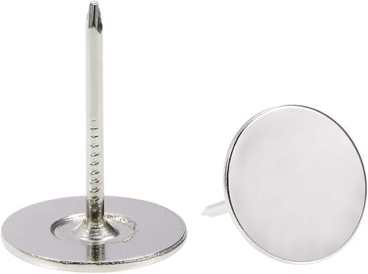 uxcell Upholstery Nails Tacks 19mmx25mm Flat Head Furniture Nails Silver Tone for Furniture Sofa Headboards, 100 Pcs