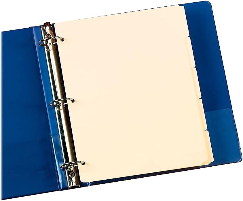 Oxford Blank Write-On Binder Dividers, 5-Tab, 1/5 Cut, 3-Hole Punched, Letter Size, Manila, 20 Sets Per Box (13V) - Cream