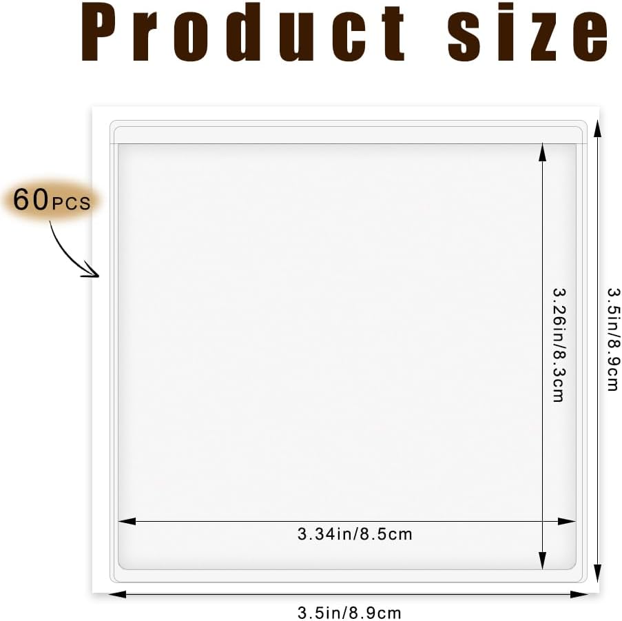 60 Pack Self Adhesive Pockets, Bin Labels for Storage Bins Clear Label Holder Index Card Pockets Card Holder for Organizing and Protecting (3.5 x 3.5 inches)