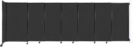 Wall-Mounted Sliding StraightWall Room Divider | Adjustable Widths | Locking Wheels | Room Separator | Up to 15'6" Wide x 5' Tall Black Fabric Panels