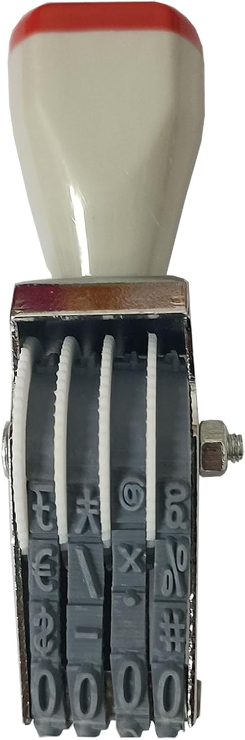 Business Stamps, Adjustable Rubber Stamp - Customizable 0-9 Numbers & Symbols for Packaging, Office, Labels (4-Digits)