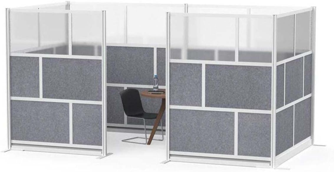 Stand Up Desk Store Expanse Modular Wall | 70'' x 48'' Wall | Expandable Partition Room Divider with Rearrangeable Frosted Acrylic & Sound Absorbent Panels (Silver Frame)