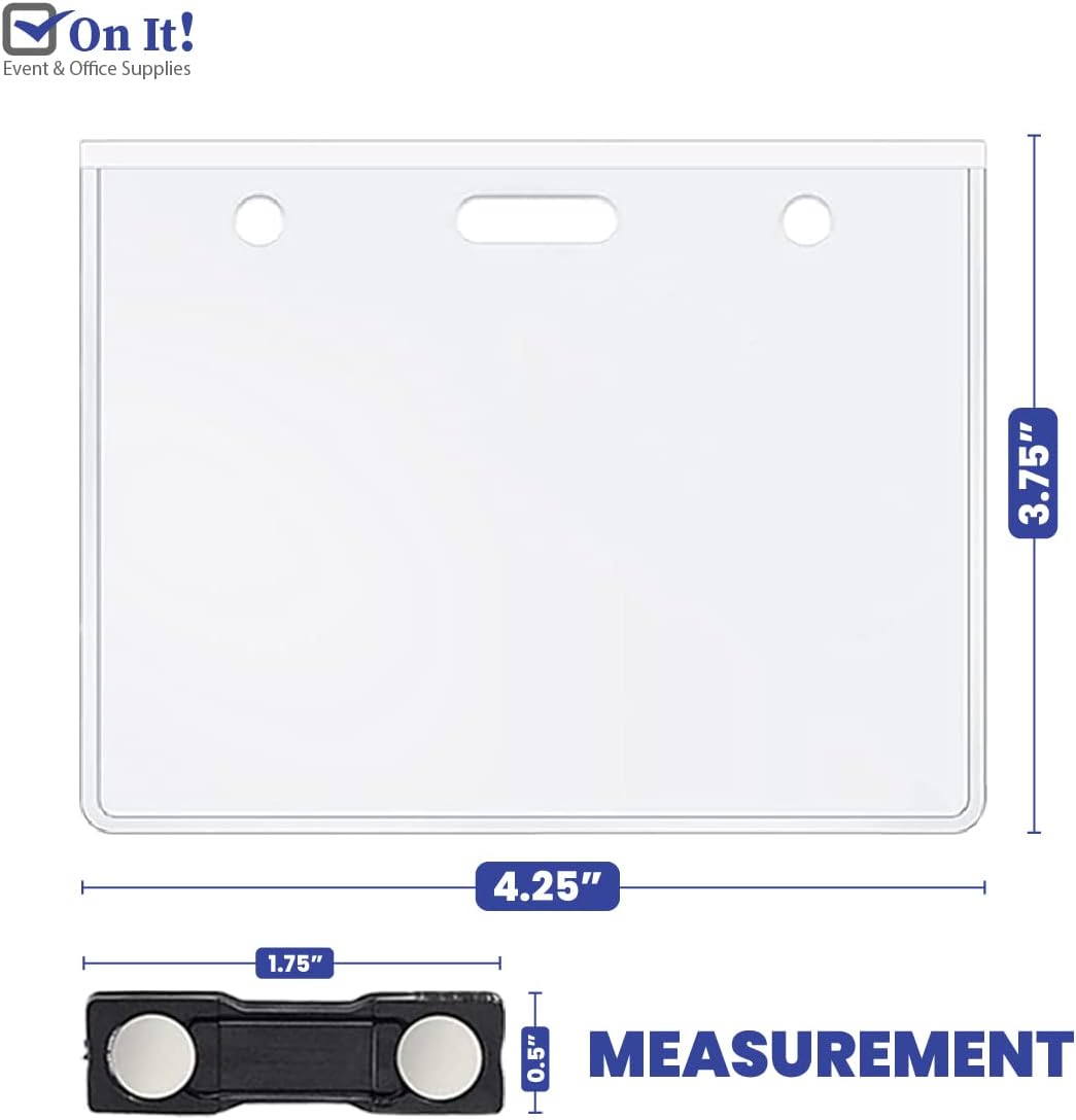 Magnetic Name Badge Holder Set of 100, 4x3 inch Clear Name Tag Holders for Conferences, Events, and Meetings